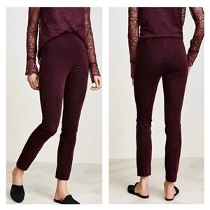 Theory Red Maroon Navalane Casual Stretch Velvet Pant Trousers Size 2